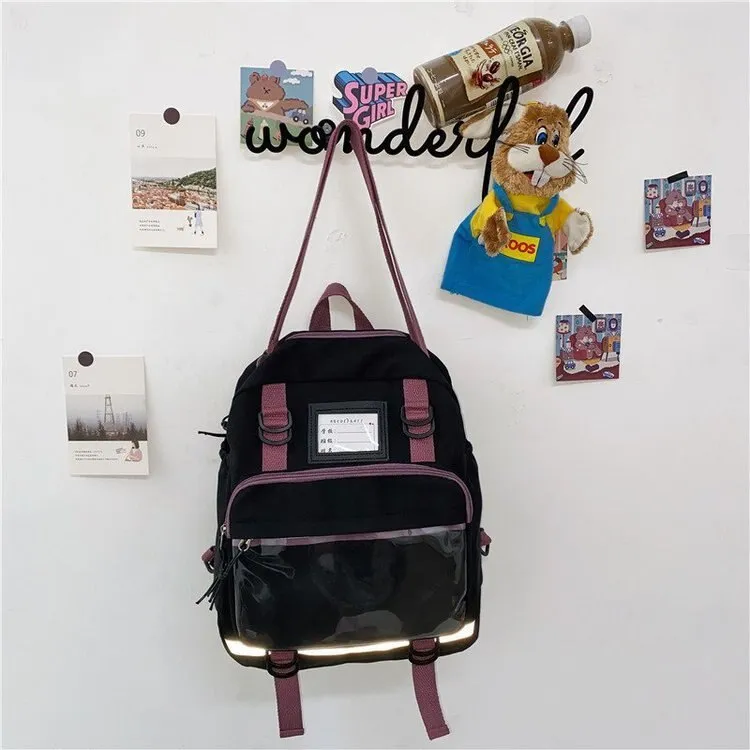 deanwangkt Multifunctional Japanese Style Kawaii Backpack Nylon Shoulder Bag School Girls Tote Bag Crossbody Bag Large-capacity School Bags