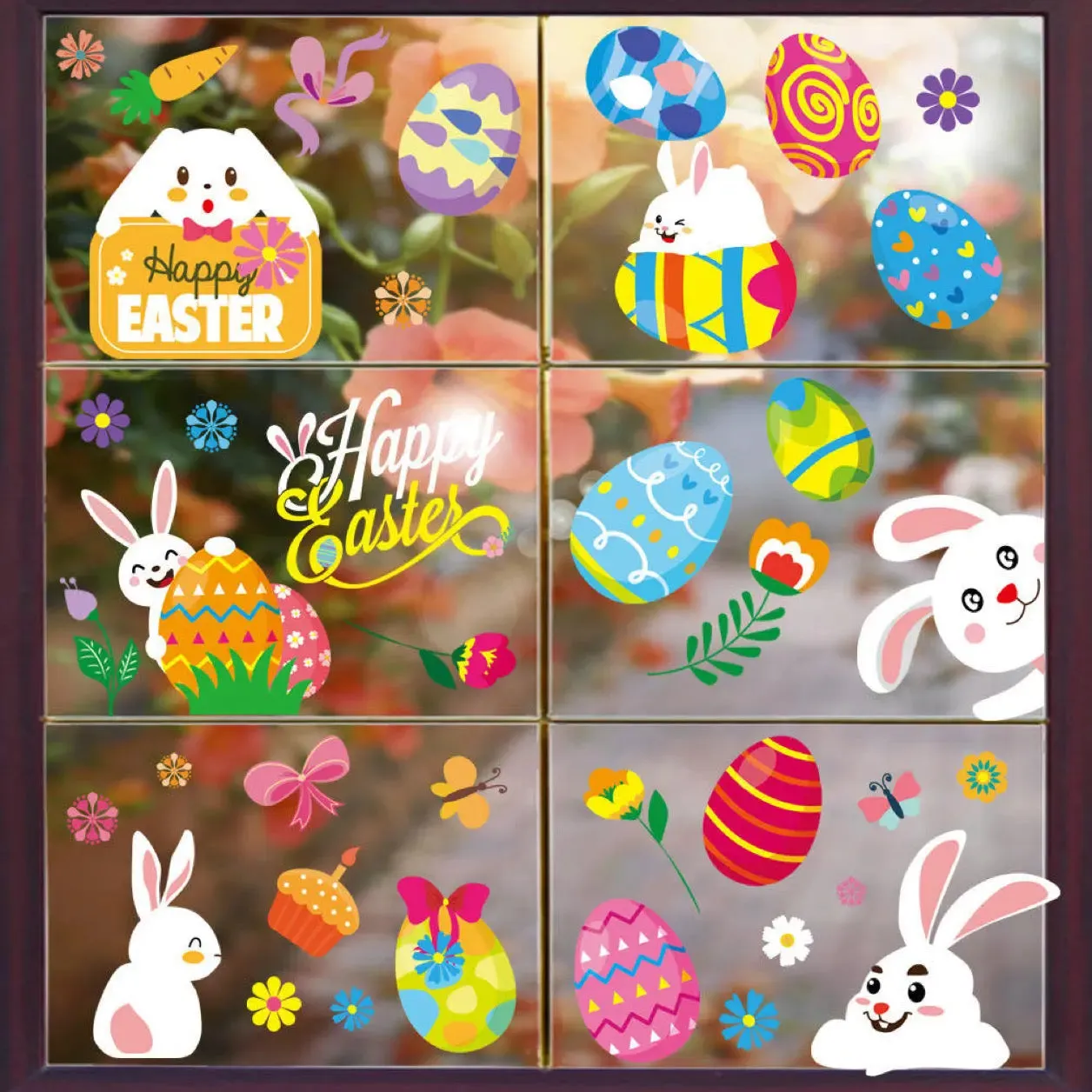Easter Basket Bunny Vinyl Window Stickers x1pcs