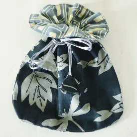 Passion Flower Lichen Indigo Drawstring Bag, Small